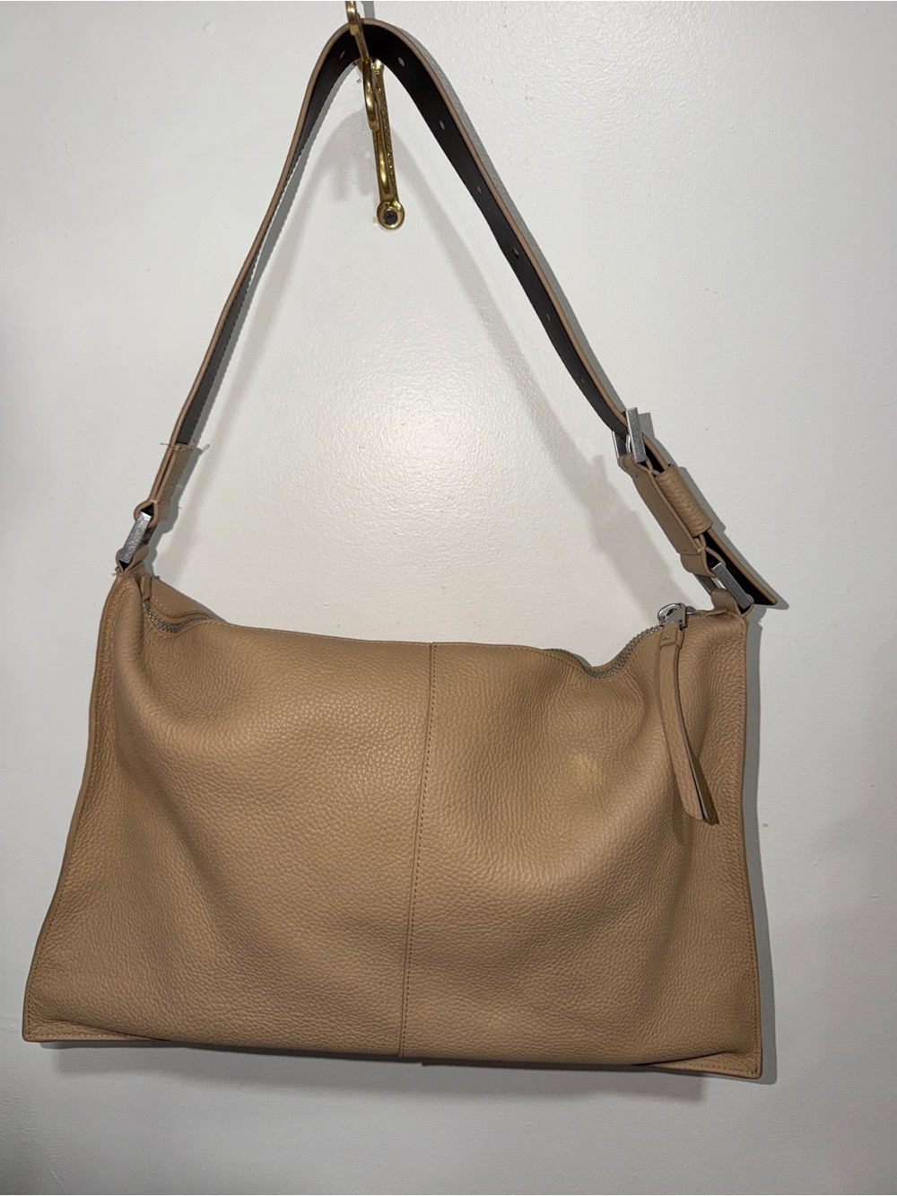 AllSaints Beige/Tan Pebbled Leather Hobo Bag